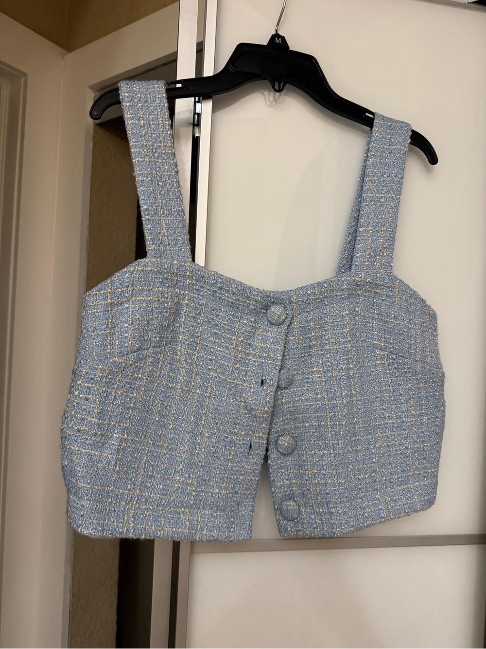 Jason Wu Light Blue Tweed Cropped Button Tank